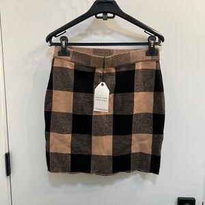 English Factory Tan Buffalo Check Mini Skirt